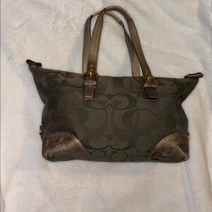 Rehab Coach Olive Jacquard and Gold Leather Trim Large Sato